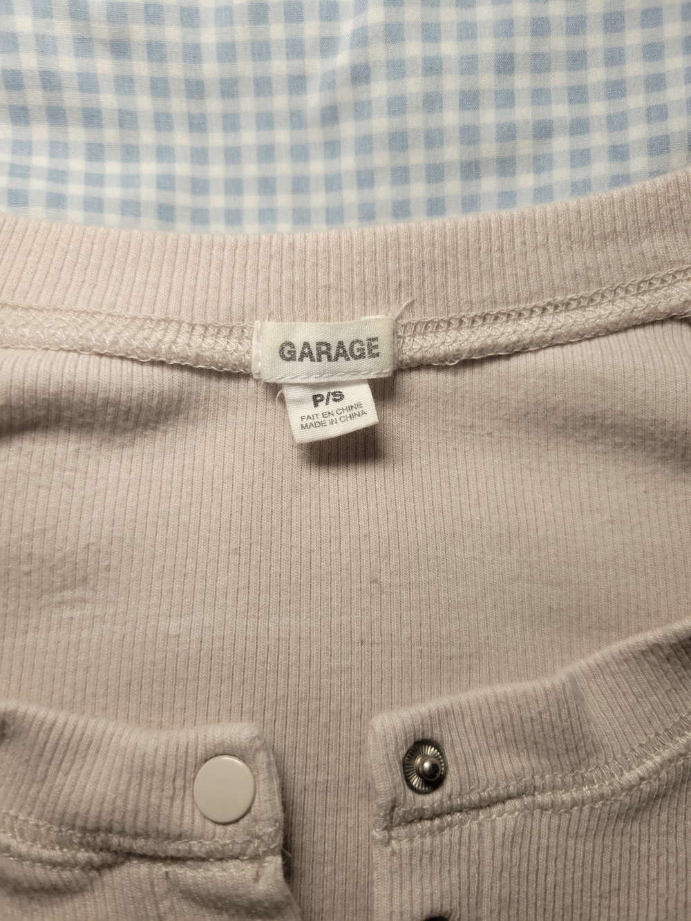 Garage Cream Ribbed Snap-Button Crop Top - Picture 4 of 4